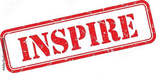 A rectangular red stamp with the word inspire boldly printed in white isolated on a clean white background