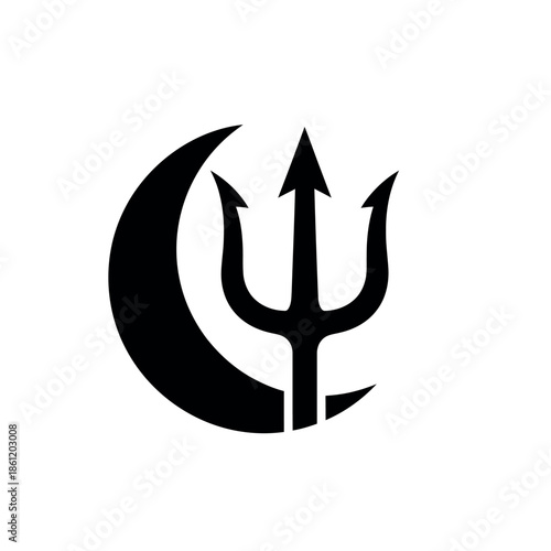 Black Trident and Crescent Moon Symbol.