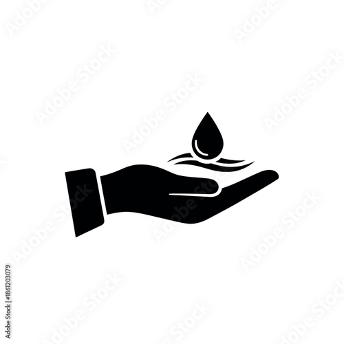 Hand Holding Water Drop Icon.