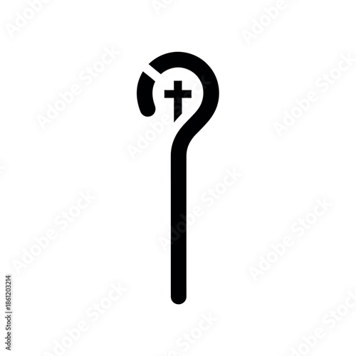 Shepherds Crook with Cross Symbolizing Christian Faith and Guidance.
