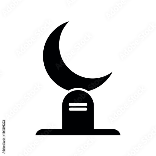 Shiva Lingam with Crescent Moon Symbol.
