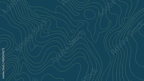 Modern topographic map design with wavy lines on blue background
