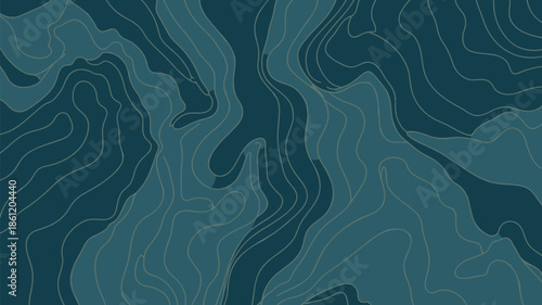 Modern topographic map design with gold lines on blue background