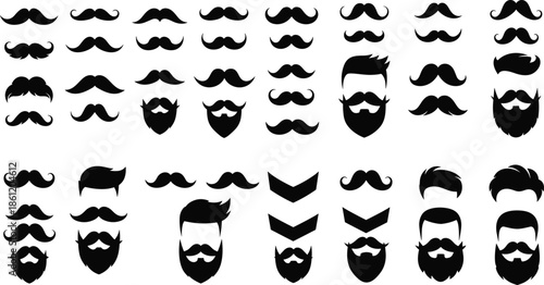 Variety of stylish mustaches and beards for grooming inspiration