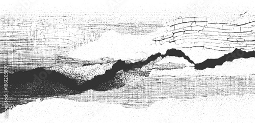 Black and white abstract textured background with cracks and dots