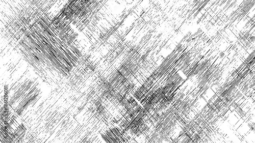 Black and white abstract linear texture with diagonal hatching and grid patterns background