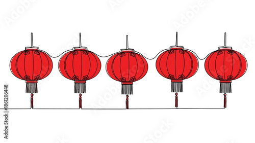 red chinese lanterns on a string
