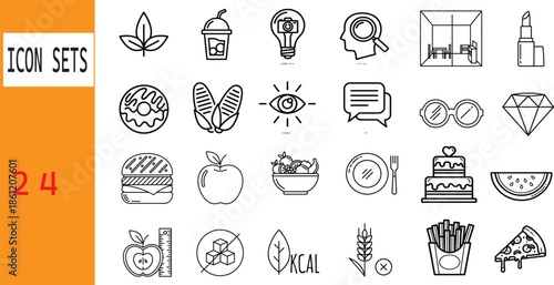 Collection of Food and Drink icons, illustrations, and graphics