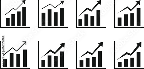 Collection of graphs showing trends Vector