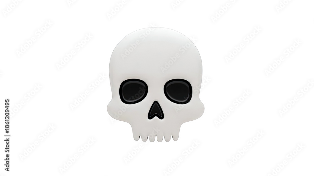 Obraz premium Minimalist 3D Render of a White Skull with Black Eye Sockets and Nose