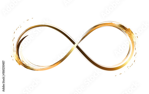 Gold Infinity Symbol PNG Transparent, Glowing Golden Endless Loop Icon, Premium Luxury Infinity Sign Illustration for Abstract Design, Vector Logo, Decorative Circle, Business, Celebration, Light, Shi