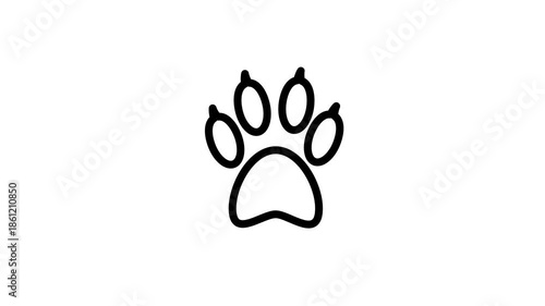 Minimalist Paw Print Icon Animation Loop.