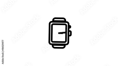 Minimalist Smartwatch Icon Animation with Moving Clock Hands.