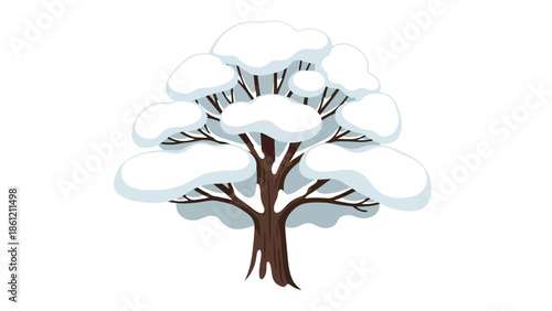 A Winter Tree Covered in Fresh Snow, Illustrating a Cold, Frosty Season