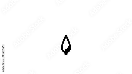 Minimalist Water Drop Icon Animation on White Background.