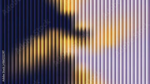 Glass ripple texture with dark gradient background and lilac light streaks. Futuristic distortion, moody abstract glow, reeded vertical blur. Vector illustration EPS