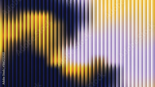 Glass ripple texture with dark gradient background and lilac light streaks. Futuristic distortion, moody abstract glow, reeded vertical blur. Vector illustration EPS