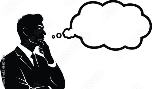 Businessman Thinking Concept Illustration Thought Bubble Brainstorm Idea