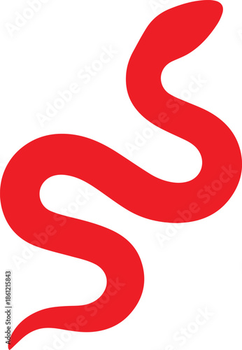 Design a Red silhouette of a Eastern Diamondback Rattlesnake white background clean vector shape