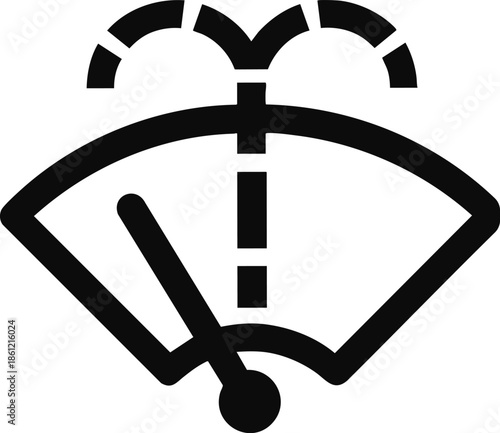 Windshield washer fluid icon simple black and white vector symbol for car dashboard and warning lights isolated on white background 