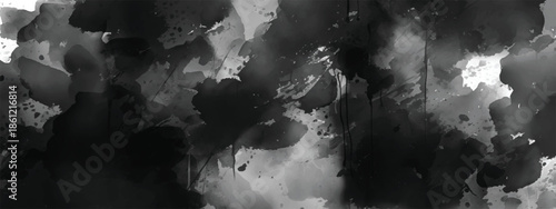 Grayscale Abstract Ink Mist with Flowing Shapes and Artistic Mood