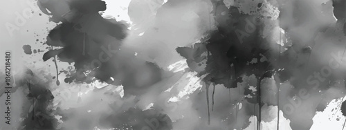 Monochrome Fog and Ink Composition with Dreamy and Artistic Mood