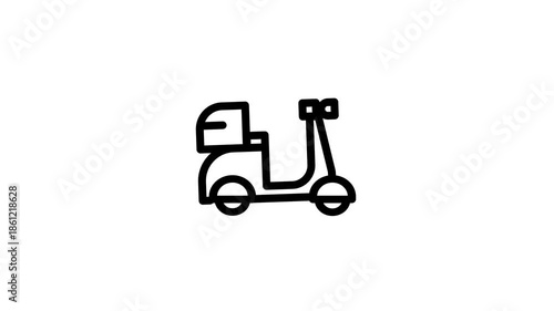 Animated Delivery Scooter Line Icon Loop.