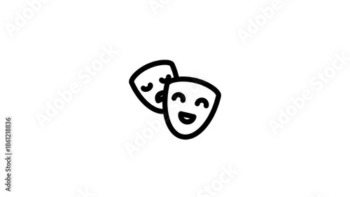 Animated Doodle of Comedy and Tragedy Theatre Masks.