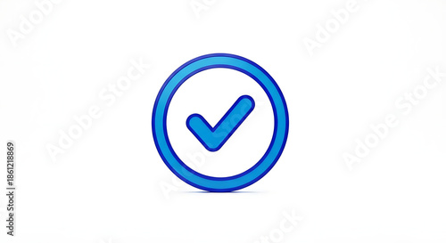 A blue checkmark icon in a circle on a white background
