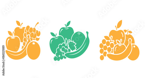 Vibrant fruit arrangements in a clean, modern graphic style