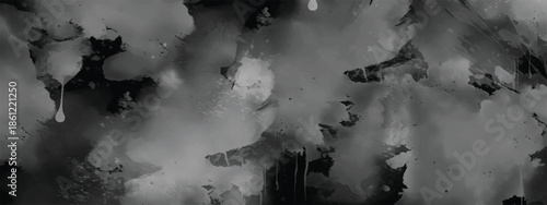 Monochrome Cloudlike Abstract Texture with Flowing Ink and Atmospheric Depth