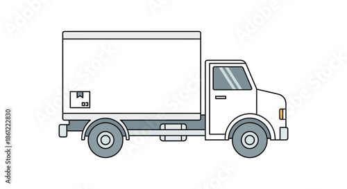 A white box truck is depicted in a side profile illustration.