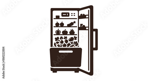 An open refrigerator is filled with fresh vegetables and fruits.