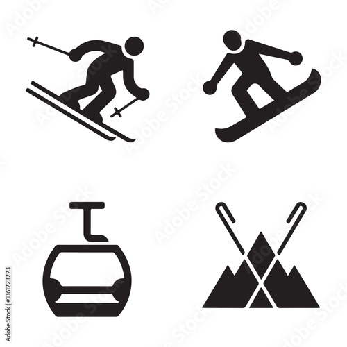 Modern ski resort gondola icon for mountain transportation
