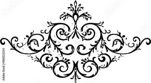 Symmetrical Vintage Lace Ornament with Filigree Floral Details and Ornate Patterns