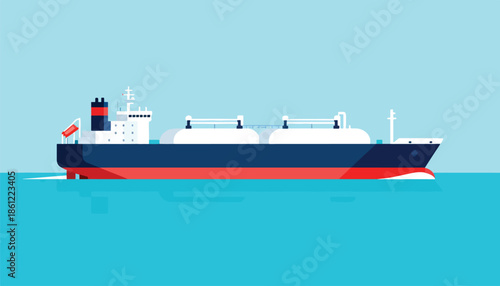 Large vessel with cylindrical tanks transports cargo across blue water