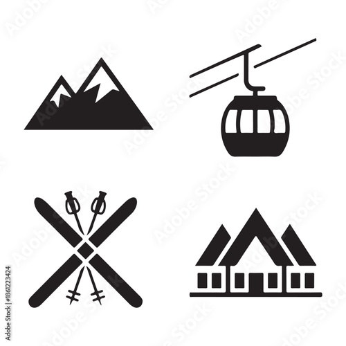 Extreme ski action icon showcasing thrill of ski resort
