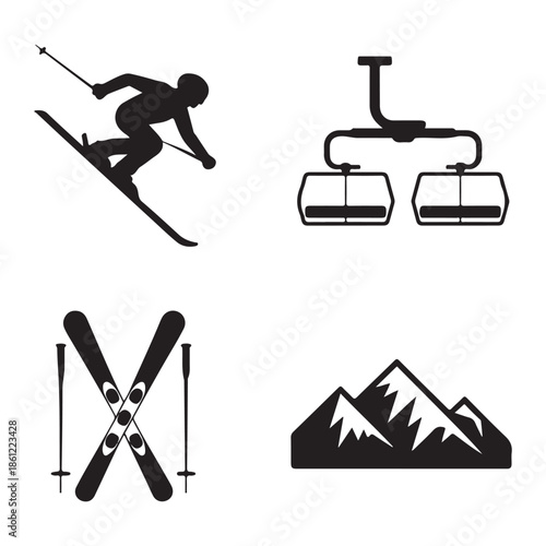 Ski resort gondola transport icon for alpine journeys