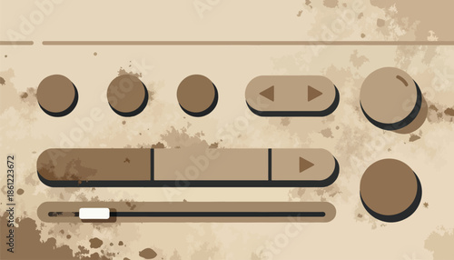 Vintage UI elements with textured background