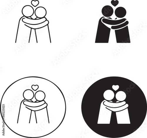 Couple embracing with heart symbolizing love and affection isolated on white background, Vector, illustration