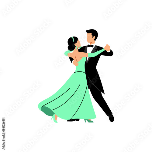 Couple Dancing in Formal Attire Together.