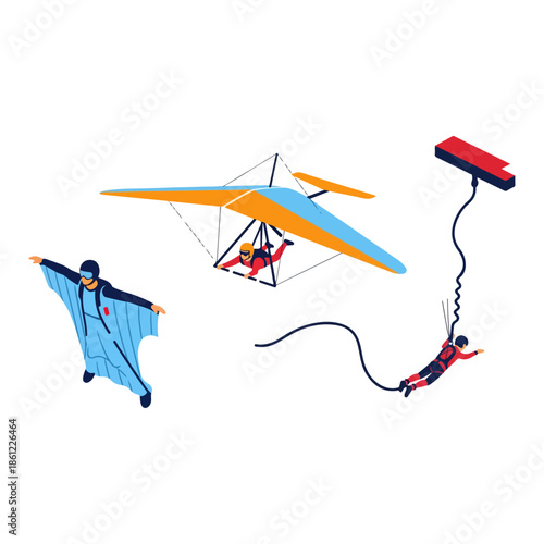 Hang Glider in Flight with Pilot.