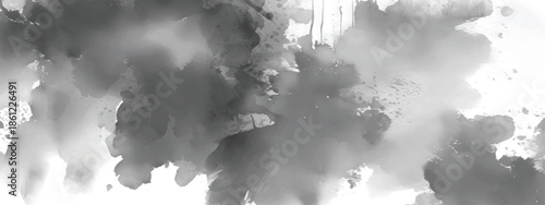 Monochrome Cloud Inspired Abstract Background with Ink Wash Style