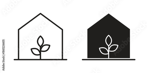 Greenhouse icons symbol, logo illustration. Vector graphics set