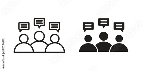 Group discussion icons symbol, logo illustration. Vector graphics set