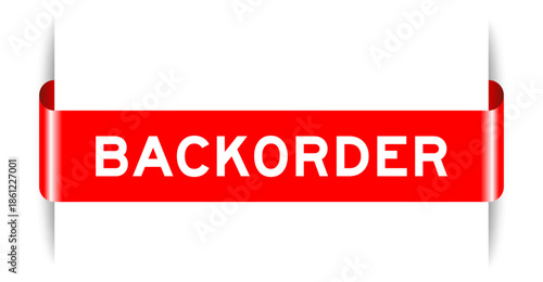 Red color inserted label banner with word backorder on white background