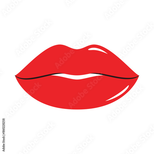 Red lips with glossy makeup isolated on for beauty concept