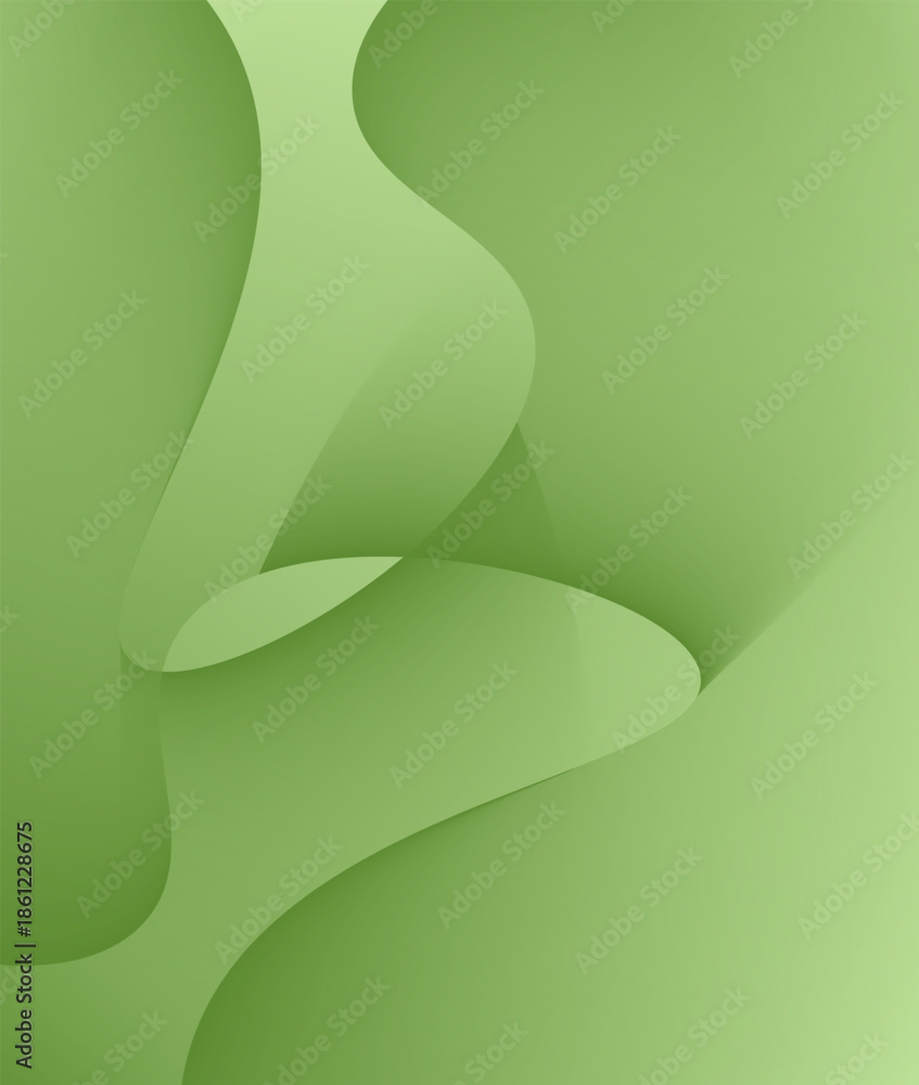 Fototapeta premium Abstract background featuring elegant flowing soft green monochromatic waves creating a modern dimensional wallpaper texture suitable for digital displays