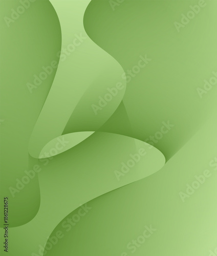 Abstract background featuring elegant flowing soft green monochromatic waves creating a modern dimensional wallpaper texture suitable for digital displays