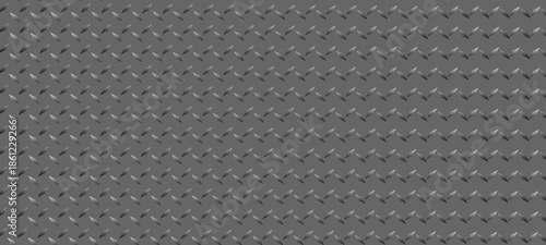 Metal flooring seamless pattern. Steel diamond plate, Metal construction background. Geometric tread stainless floor. Vector illustration.